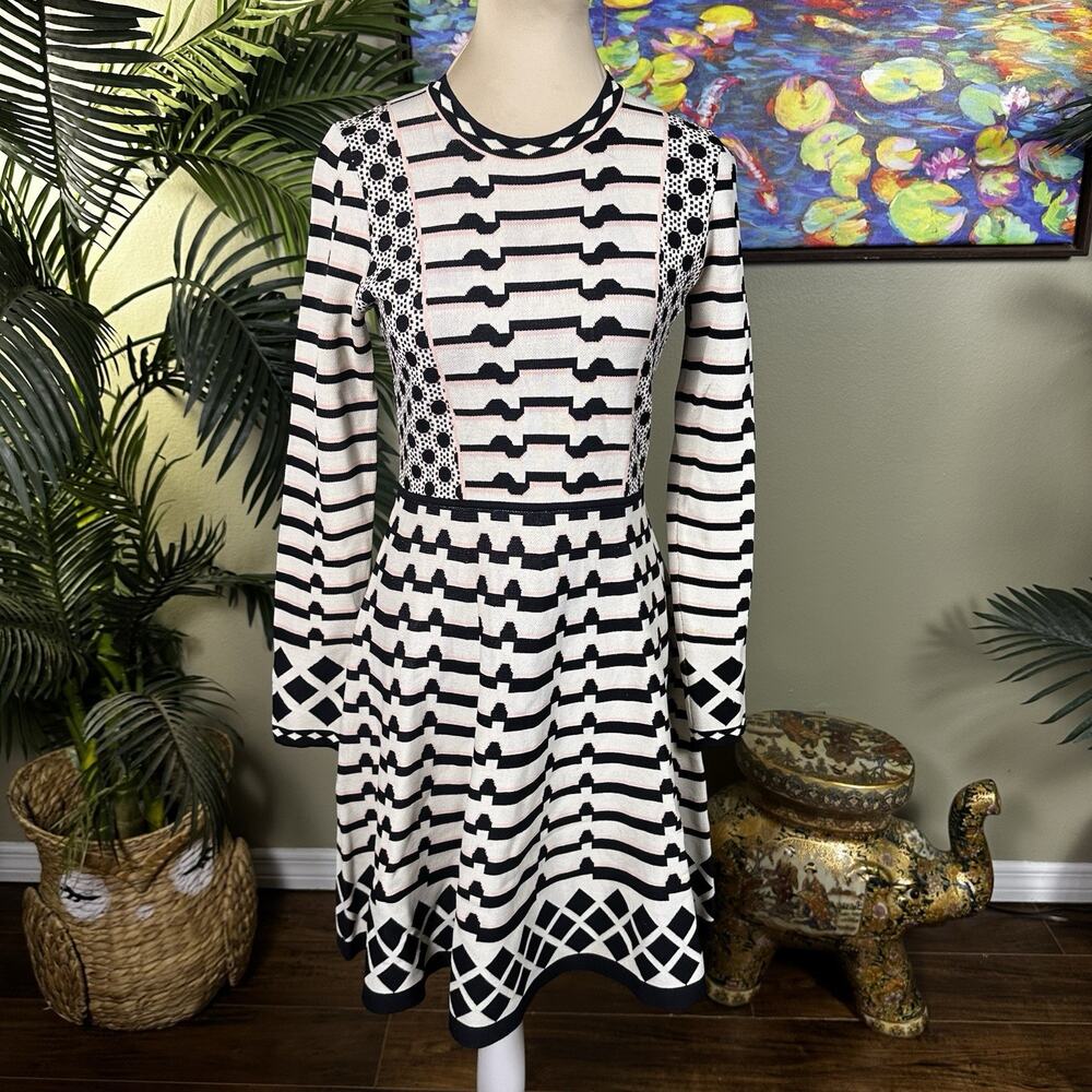 Eliza J Dress Women S knit fit flare geometric knit.